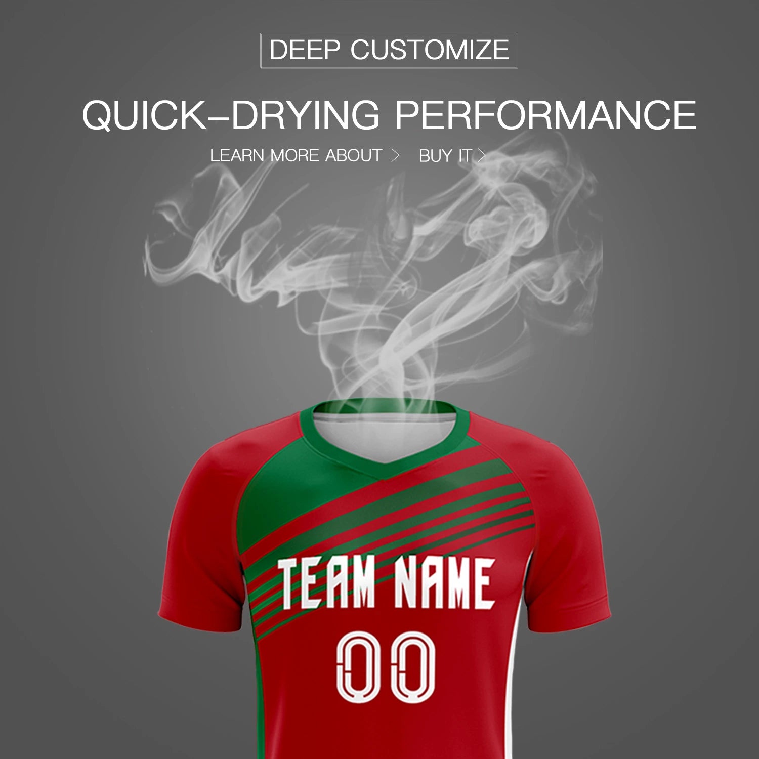 Custom Red Kelly Green-White Gradient Sport Soccer Sets Jersey