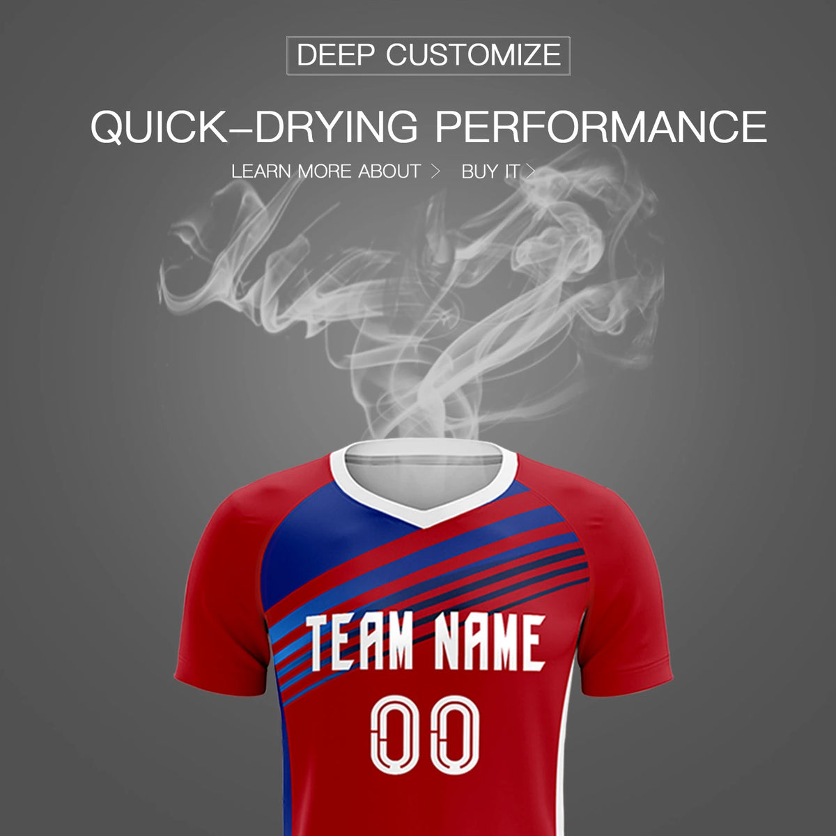 Custom Red Royal Blue-White Gradient Sport Soccer Sets Jersey