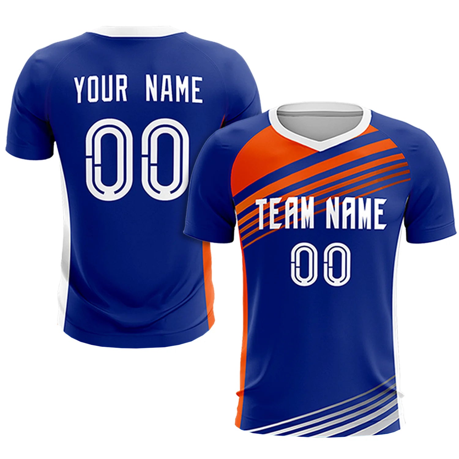 Custom Royal Blue Orange-White Gradient Sport Soccer Sets Jersey