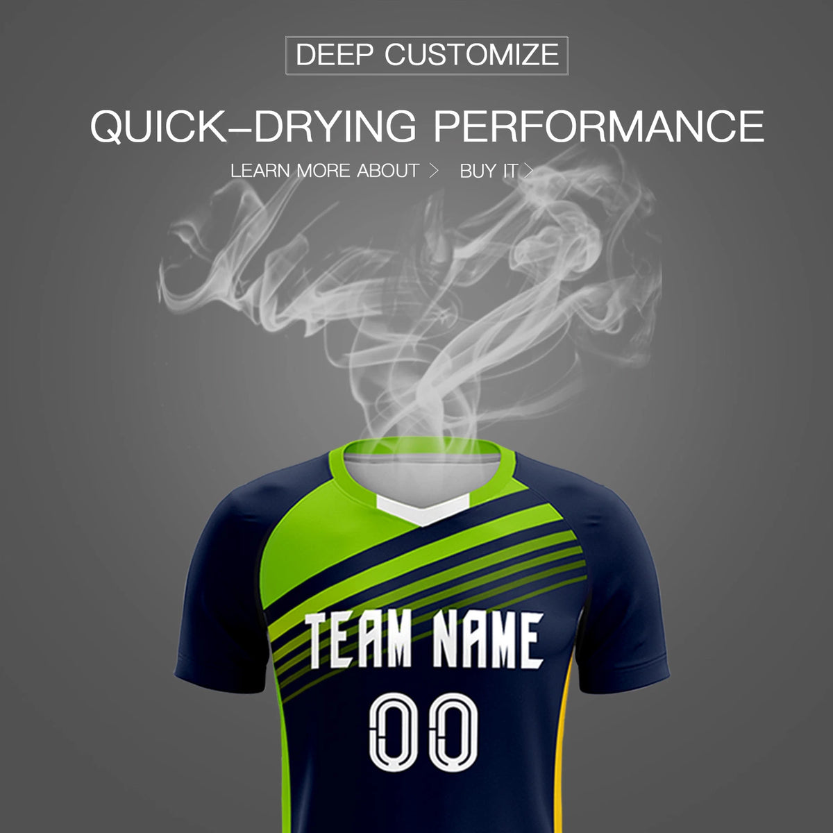 Custom Navy Neon Green-White Gradient Sport Soccer Sets Jersey
