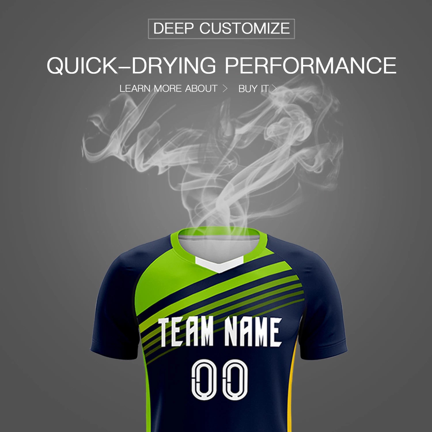 Custom Navy Neon Green-White Gradient Sport Soccer Sets Jersey