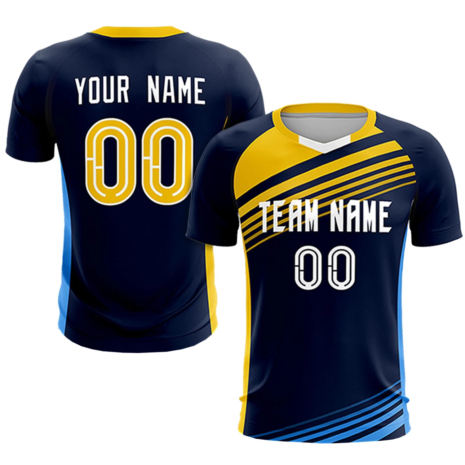 Custom Navy Gold-White Gradient Sport Soccer Sets Jersey