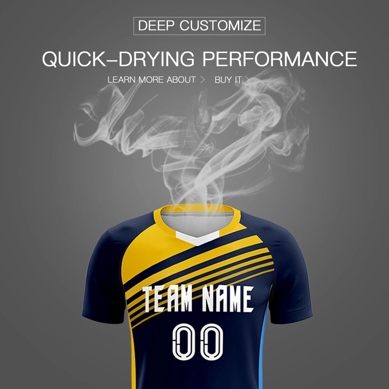Custom Navy Gold-White Gradient Sport Soccer Sets Jersey