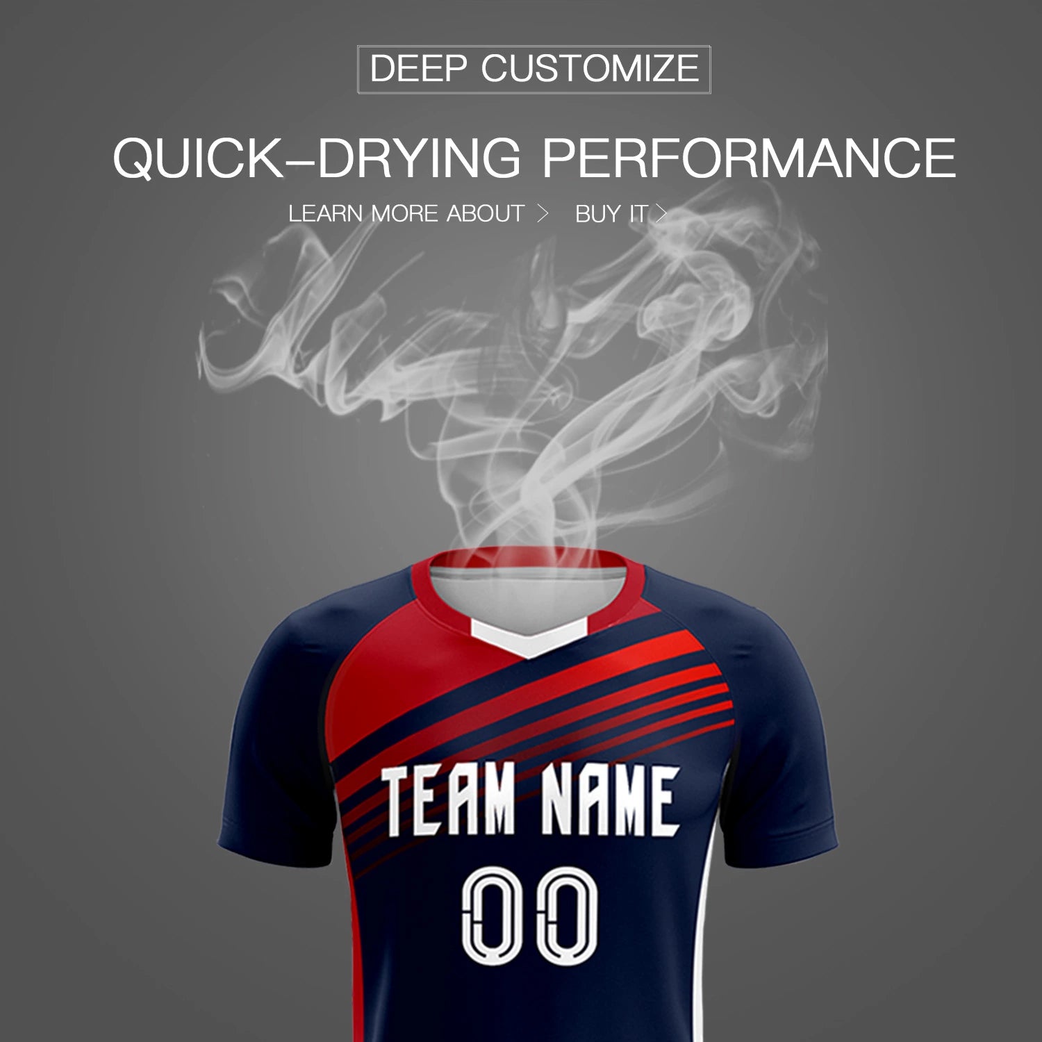 Custom Navy Red-White Gradient Sport Soccer Sets Jersey