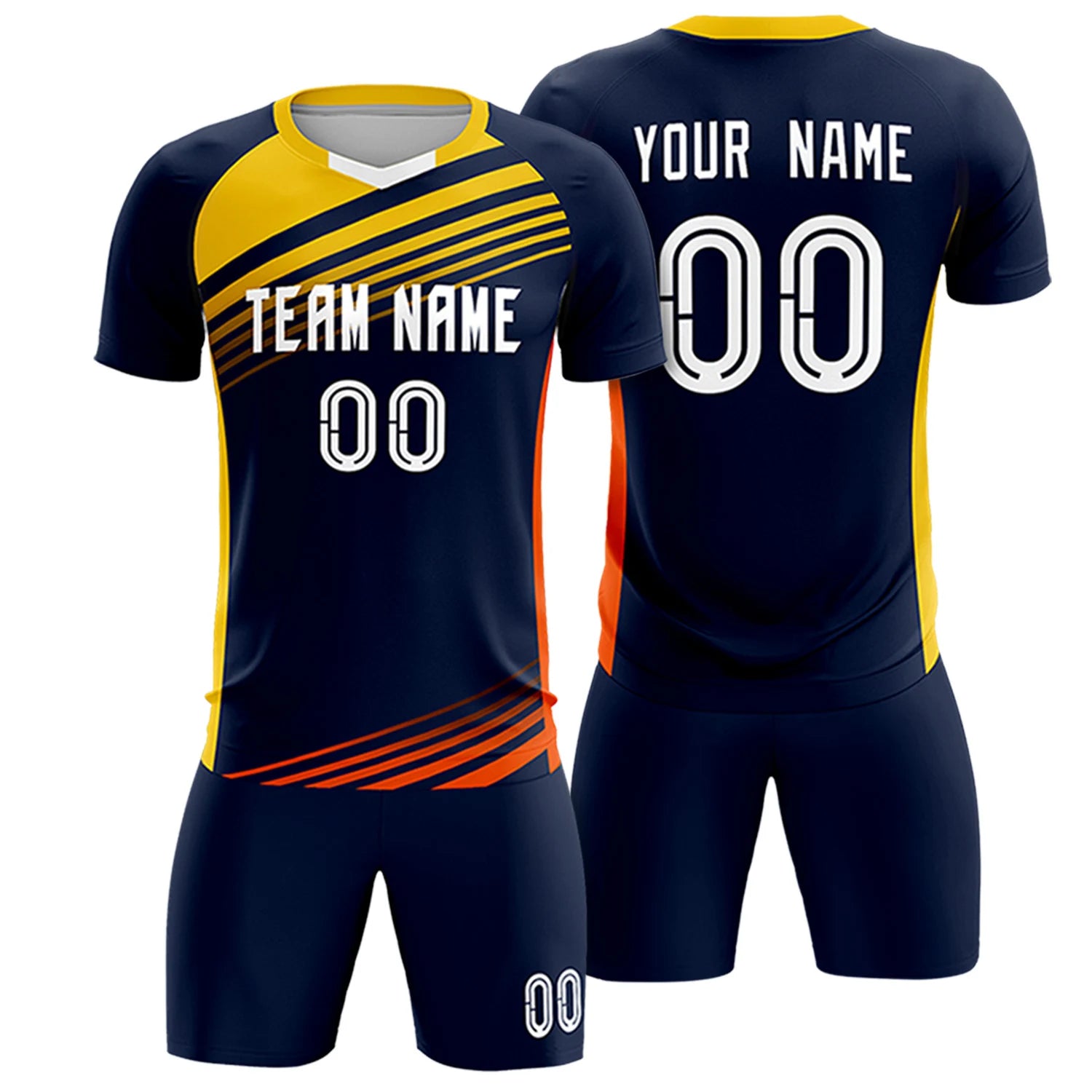 Custom Navy Gold-White Gradient Sport Soccer Sets Jersey
