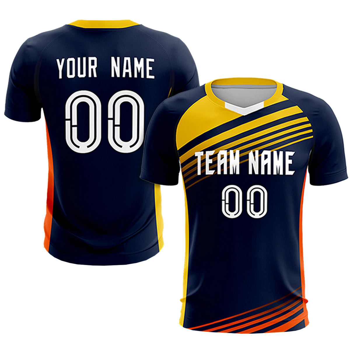 Custom Navy Gold-White Gradient Sport Soccer Sets Jersey