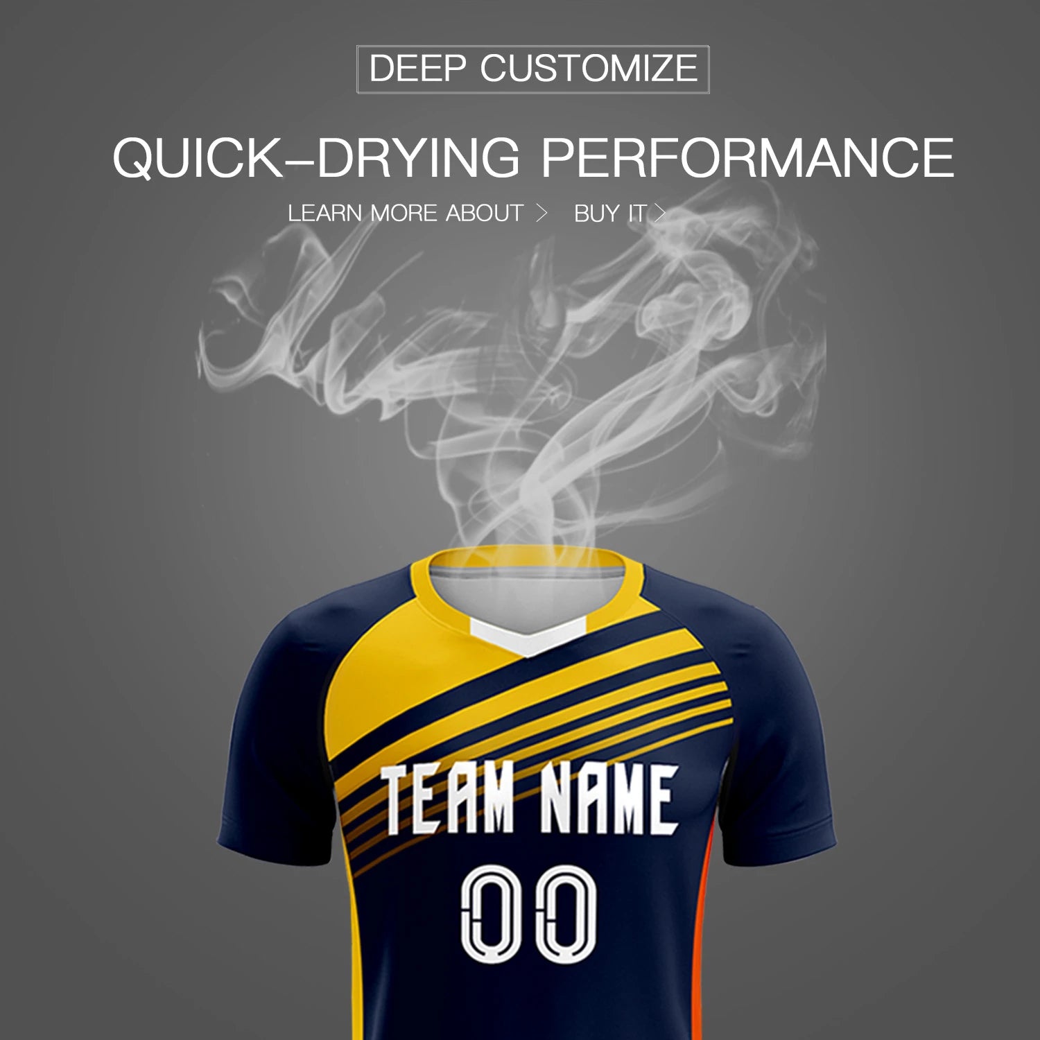 Custom Navy Gold-White Gradient Sport Soccer Sets Jersey
