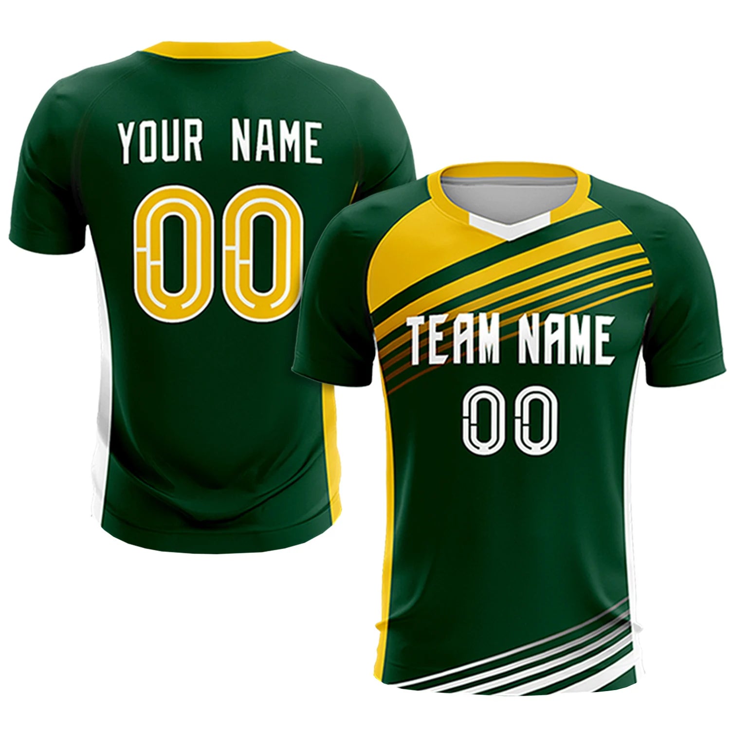 Custom Green Gold-White Gradient Sport Soccer Sets Jersey