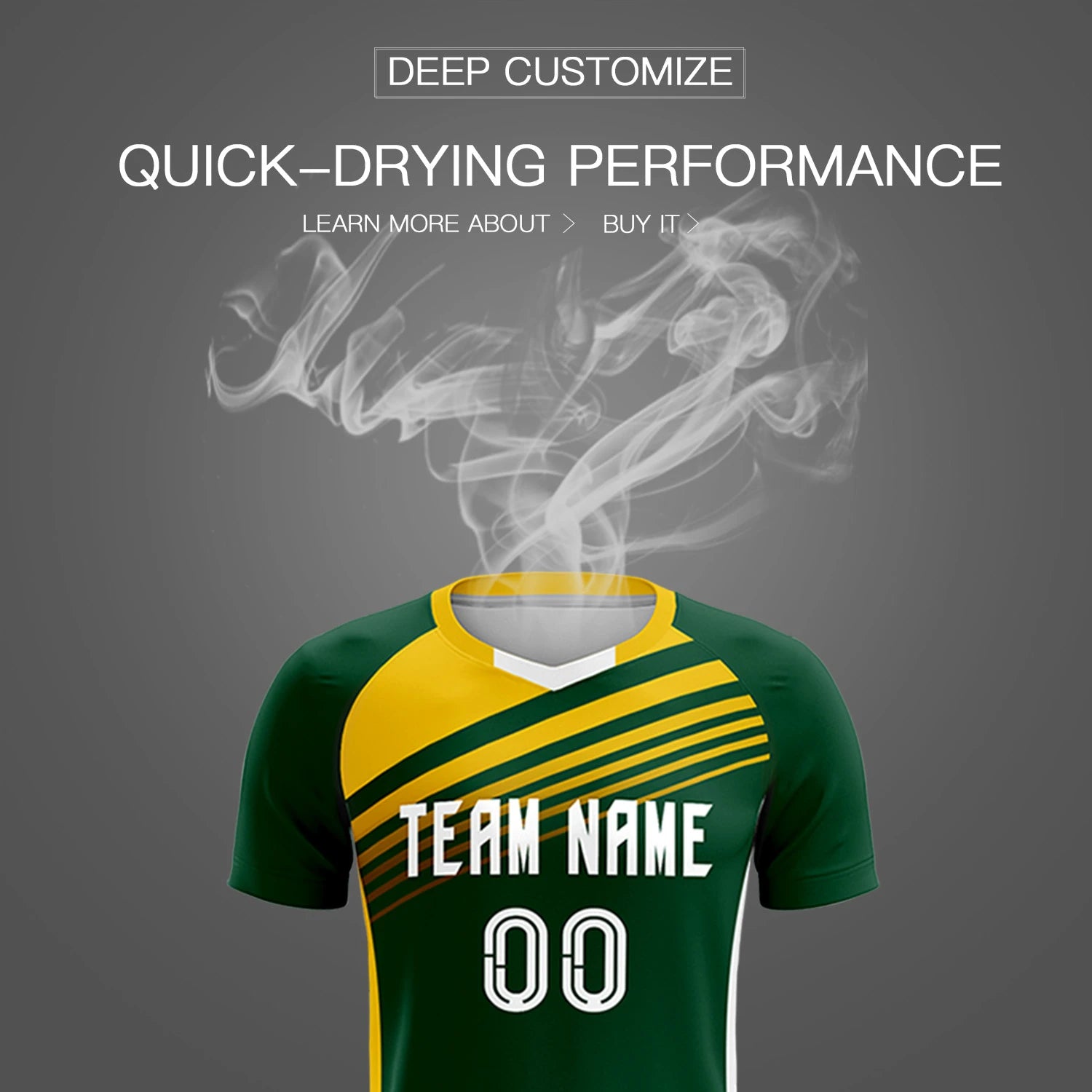 Custom Green Gold-White Gradient Sport Soccer Sets Jersey