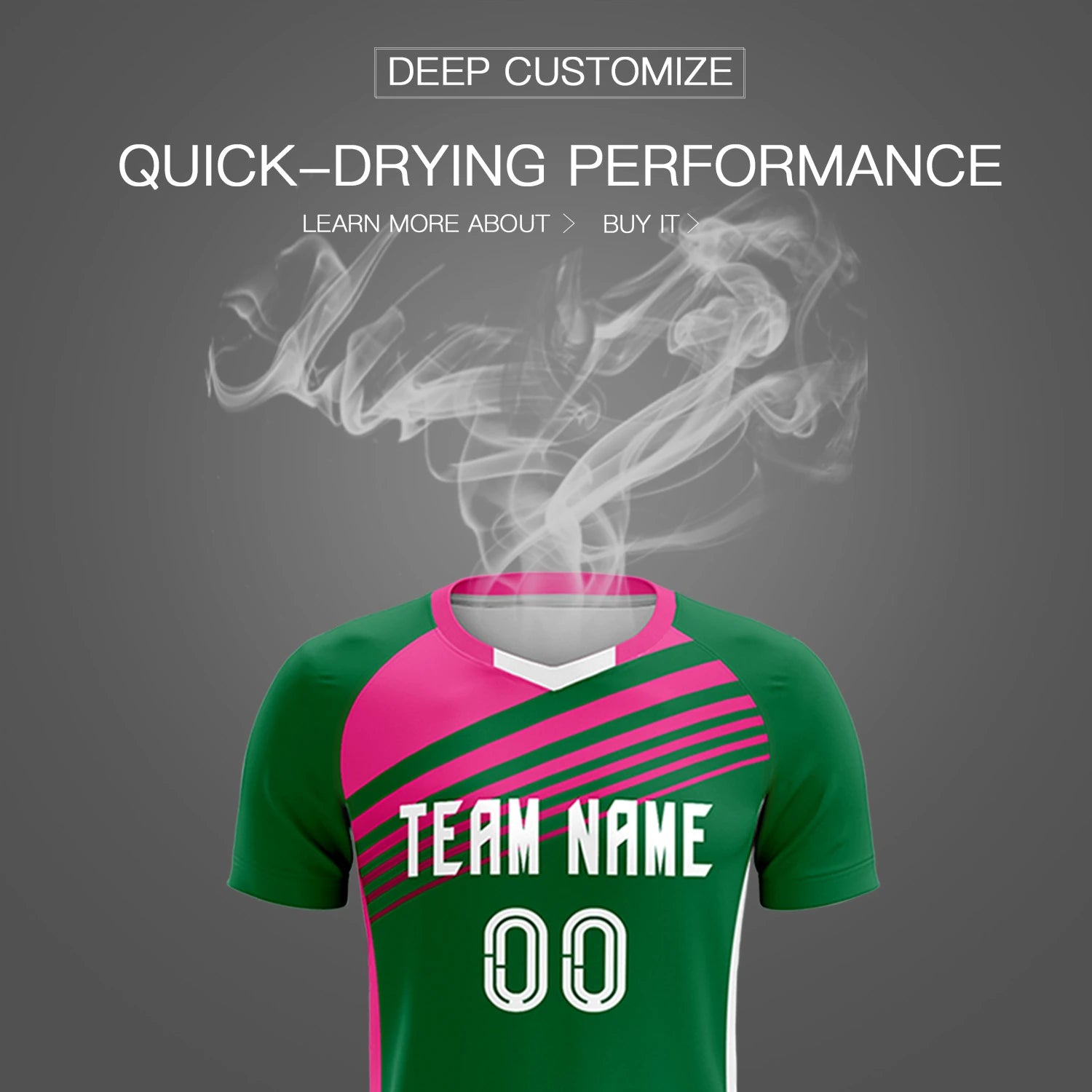 Custom Kelly Green Pink-White Gradient Sport Soccer Sets Jersey