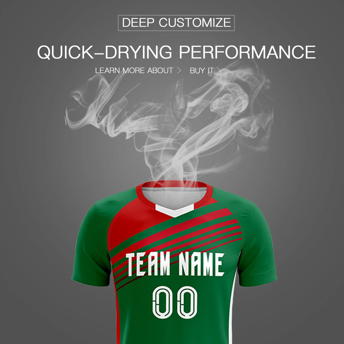 Custom Kelly Green Red-White Gradient Sport Soccer Sets Jersey