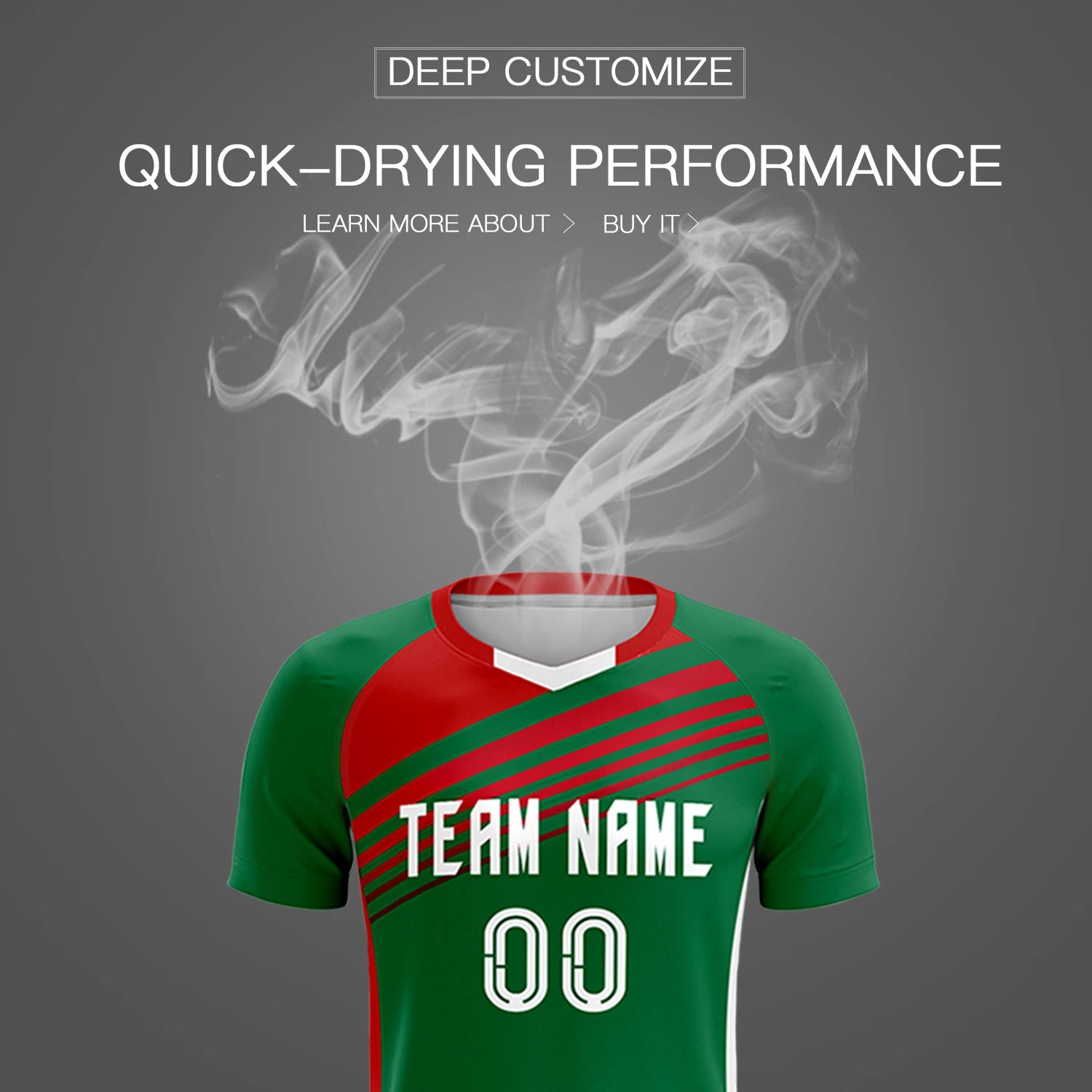 Custom Kelly Green Red-White Gradient Sport Soccer Sets Jersey