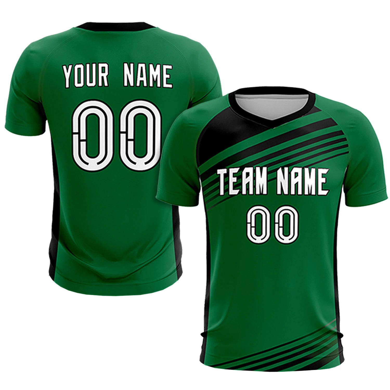 Custom Kelly Green Black-White Gradient Sport Soccer Sets Jersey