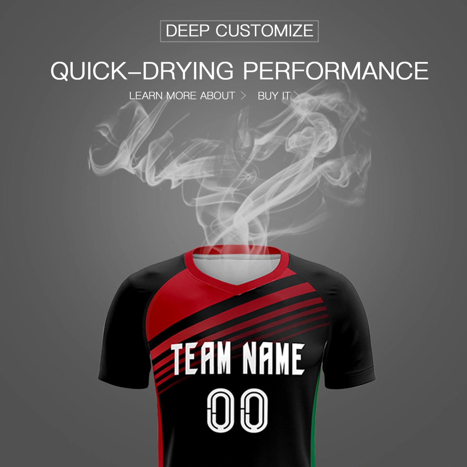 Custom Black Red-White Gradient Sport Soccer Sets Jersey