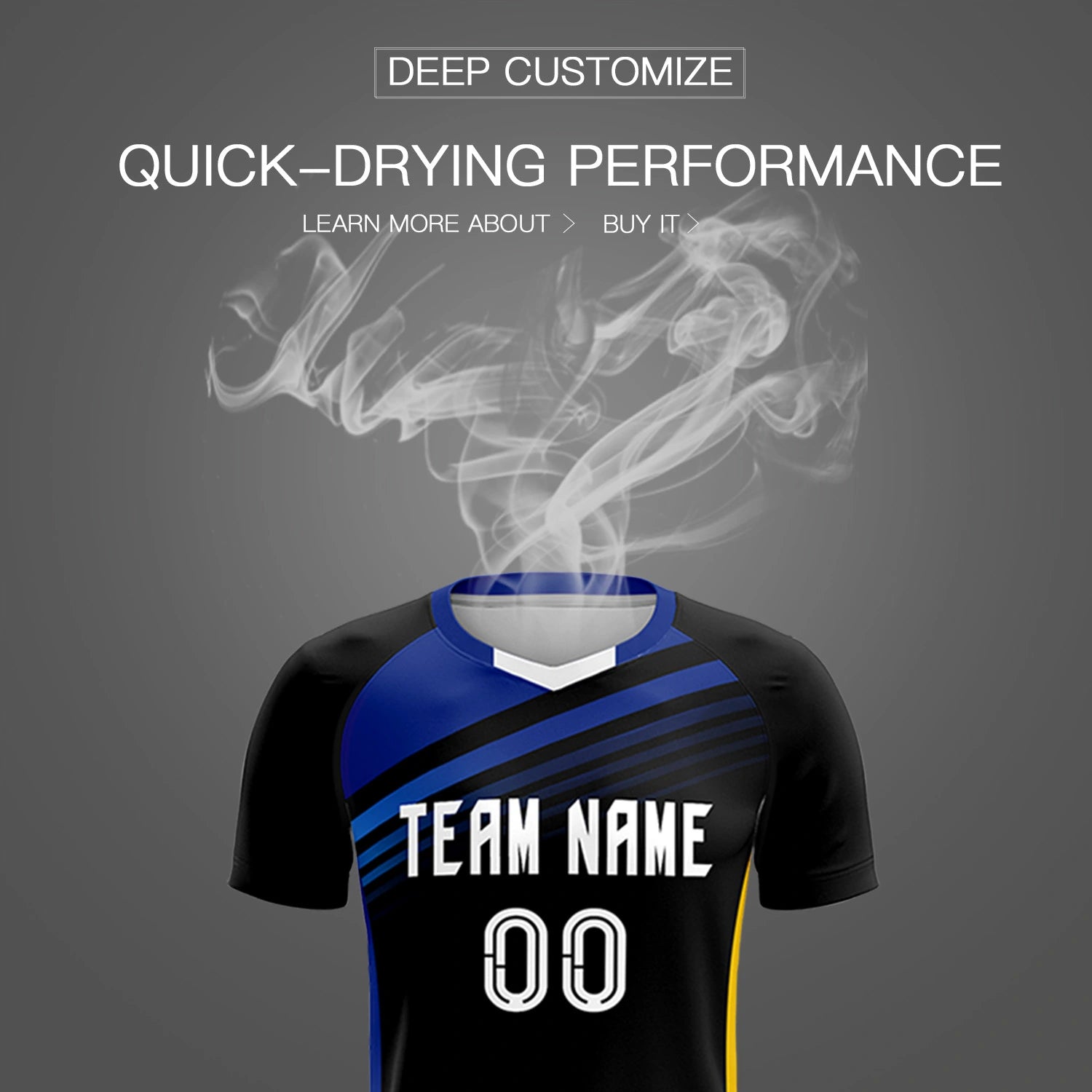 Custom Black Royal Blue-White Gradient Sport Soccer Sets Jersey