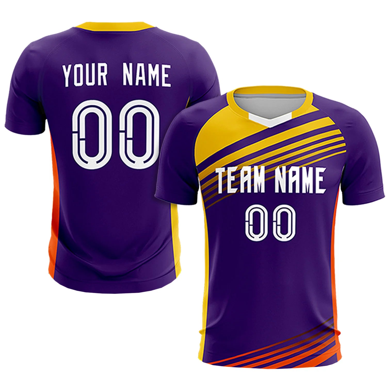 Custom Purple Gold-White Gradient Sport Soccer Sets Jersey