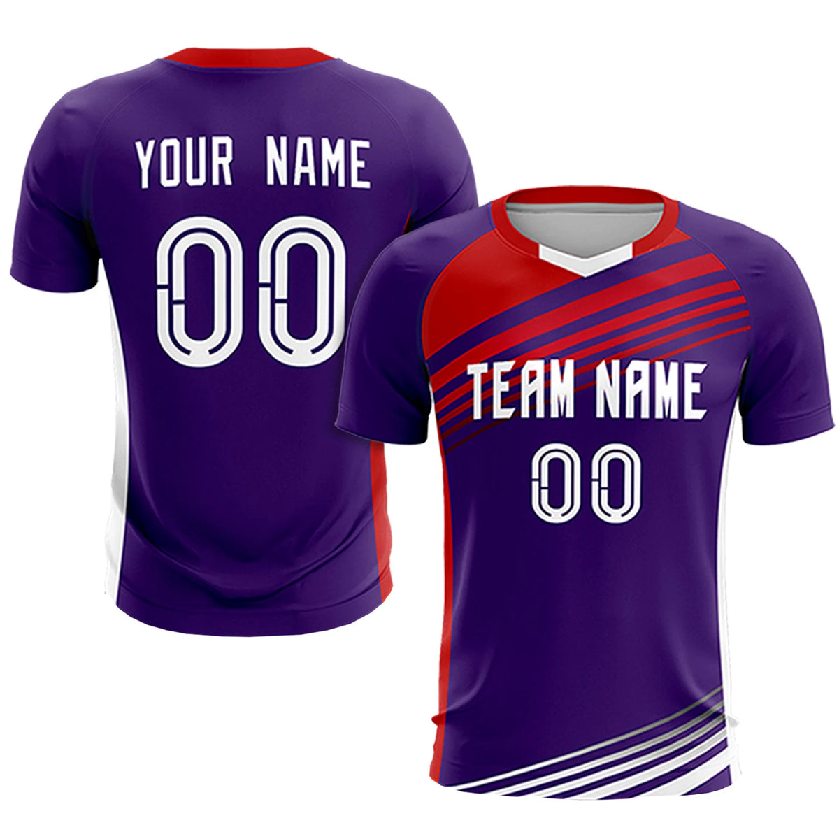 Custom Purple Red-White Gradient Sport Soccer Sets Jersey