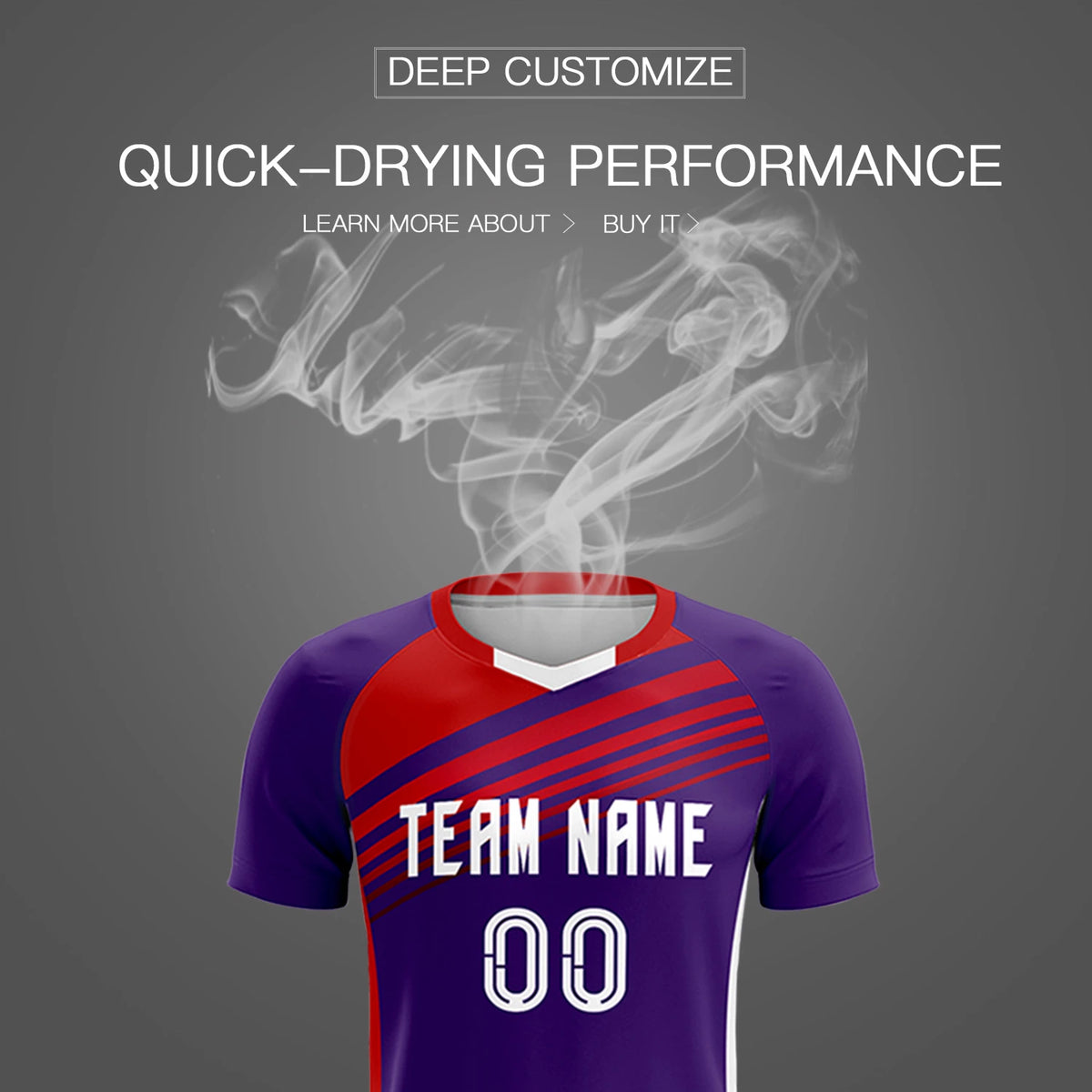 Custom Purple Red-White Gradient Sport Soccer Sets Jersey