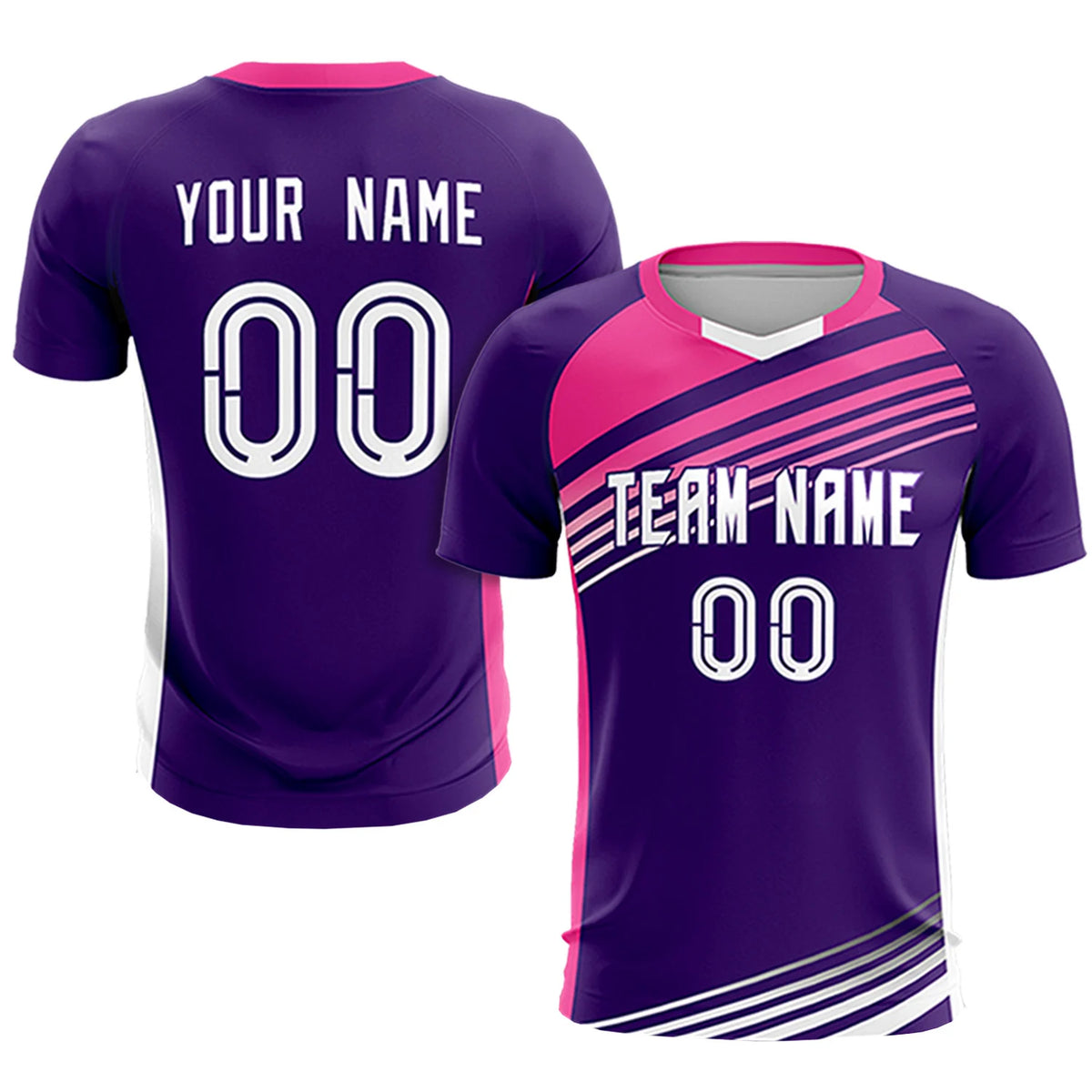 Custom Purple Pink-White Gradient Sport Soccer Sets Jersey