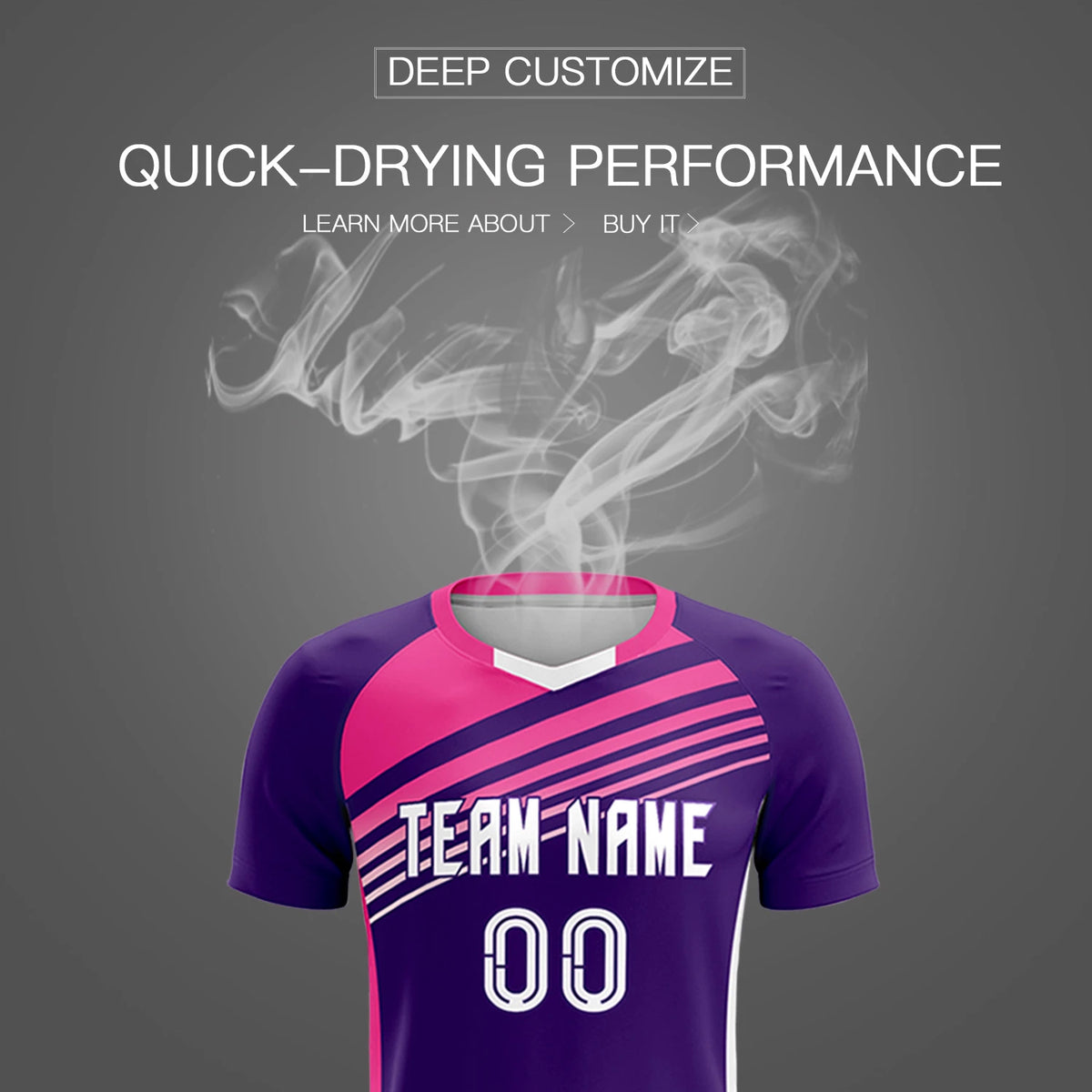 Custom Purple Pink-White Gradient Sport Soccer Sets Jersey