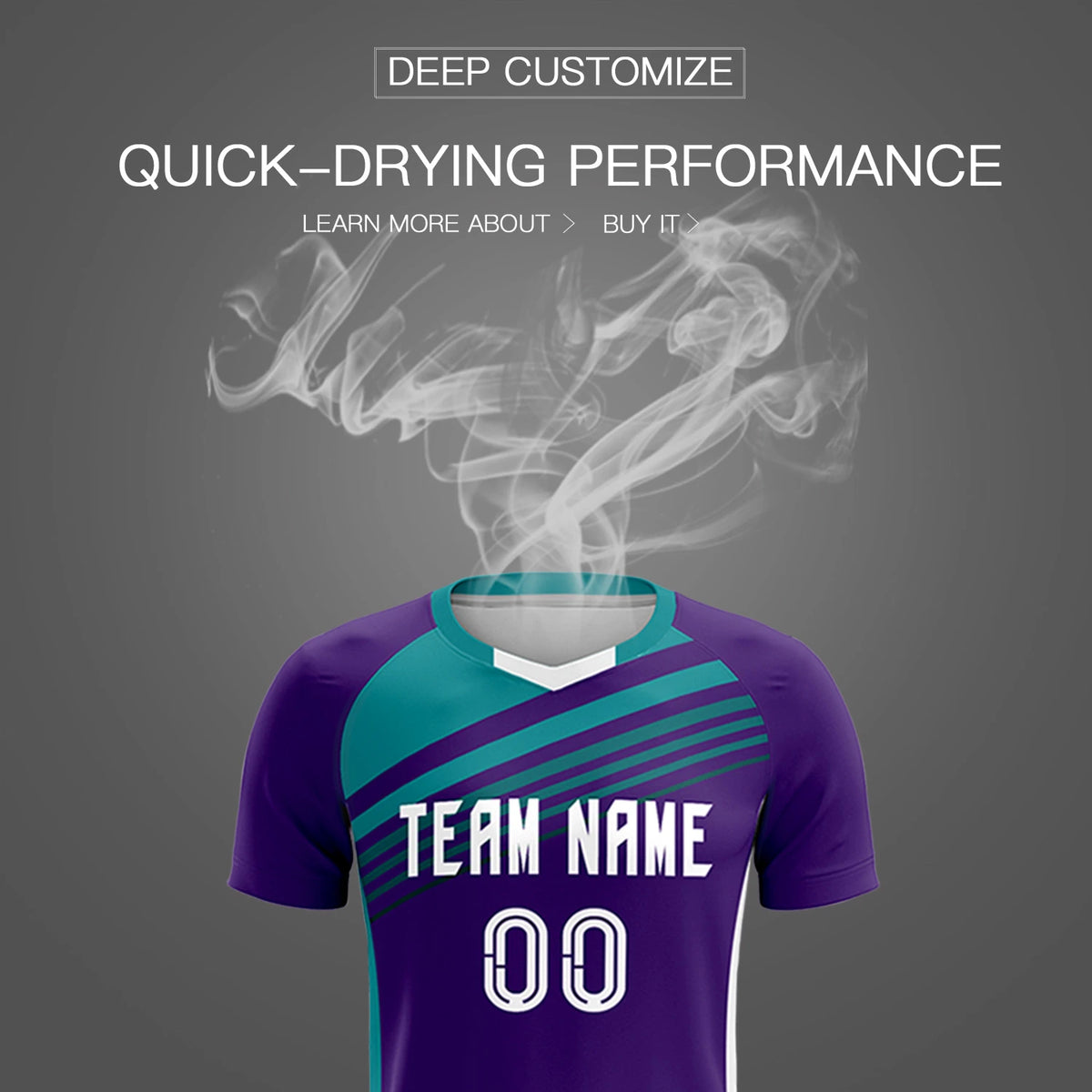 Custom Purple Aqua-White Gradient Sport Soccer Sets Jersey