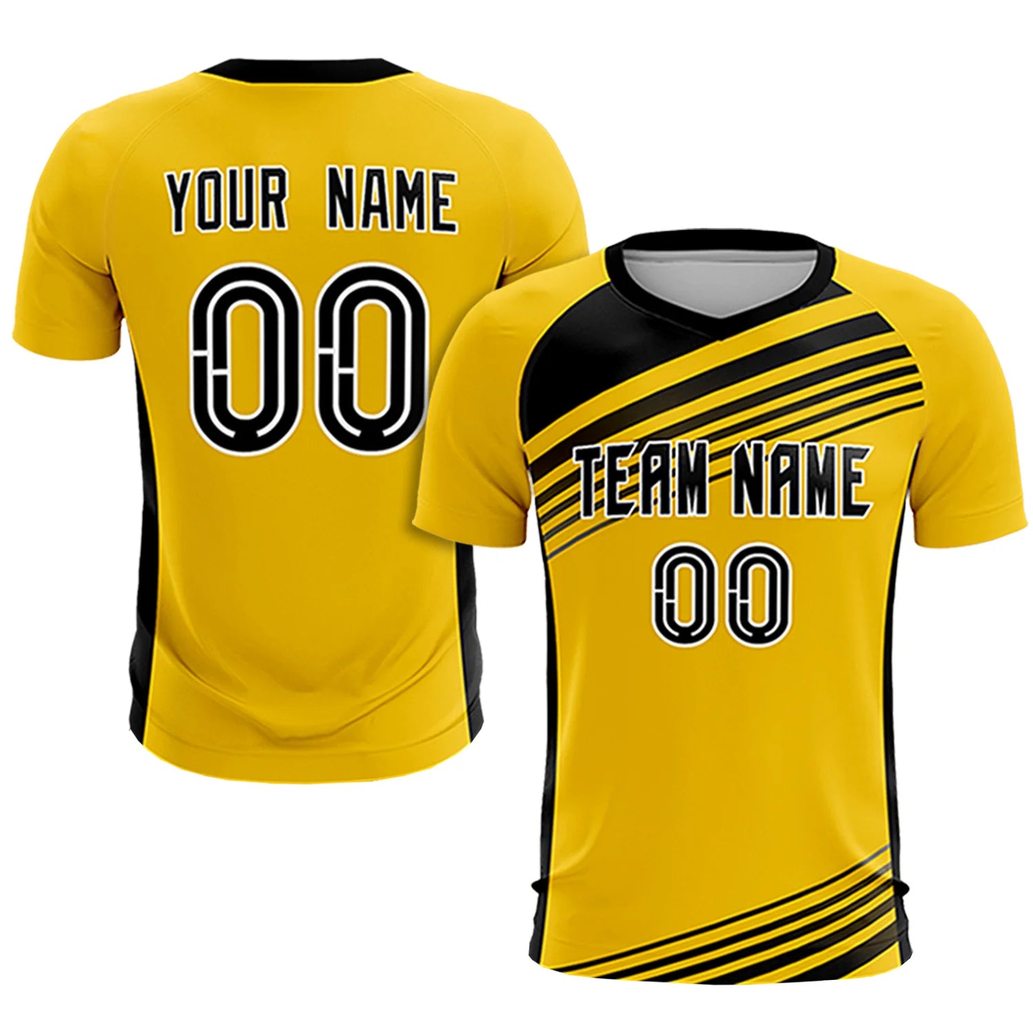 Custom Yellow Black Gradient Sport Soccer Sets Jersey