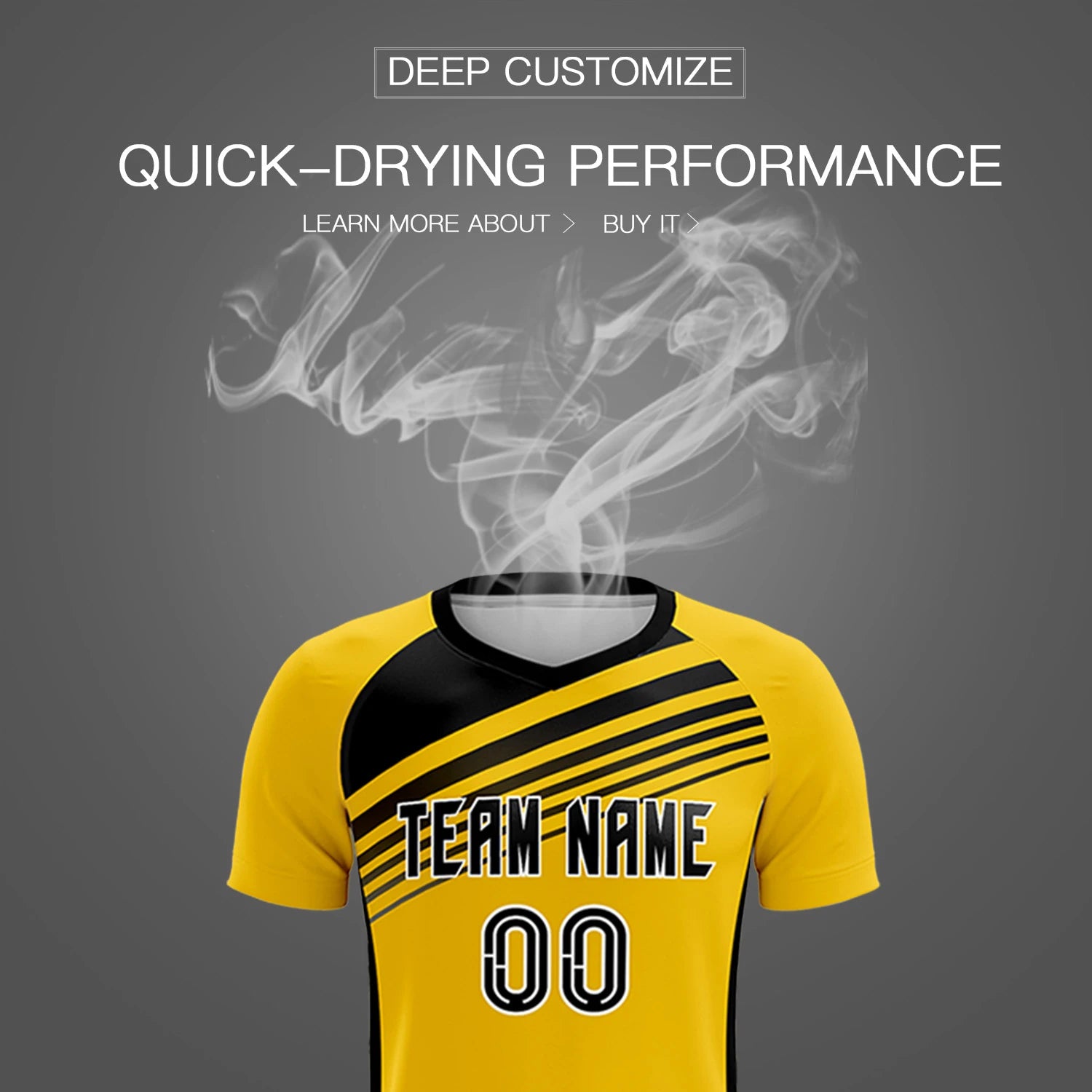 Custom Yellow Black Gradient Sport Soccer Sets Jersey