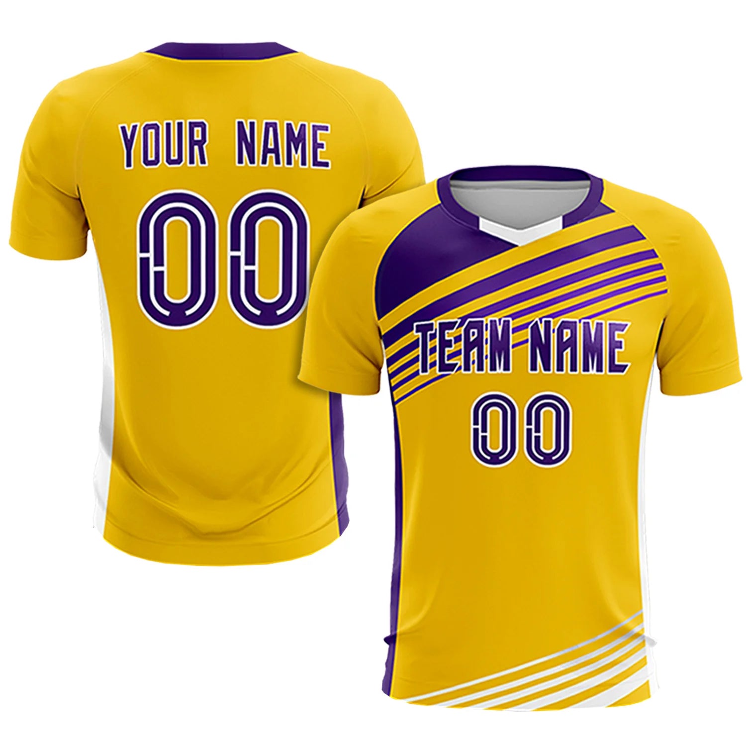 Custom Yellow Purple Gradient Sport Soccer Sets Jersey