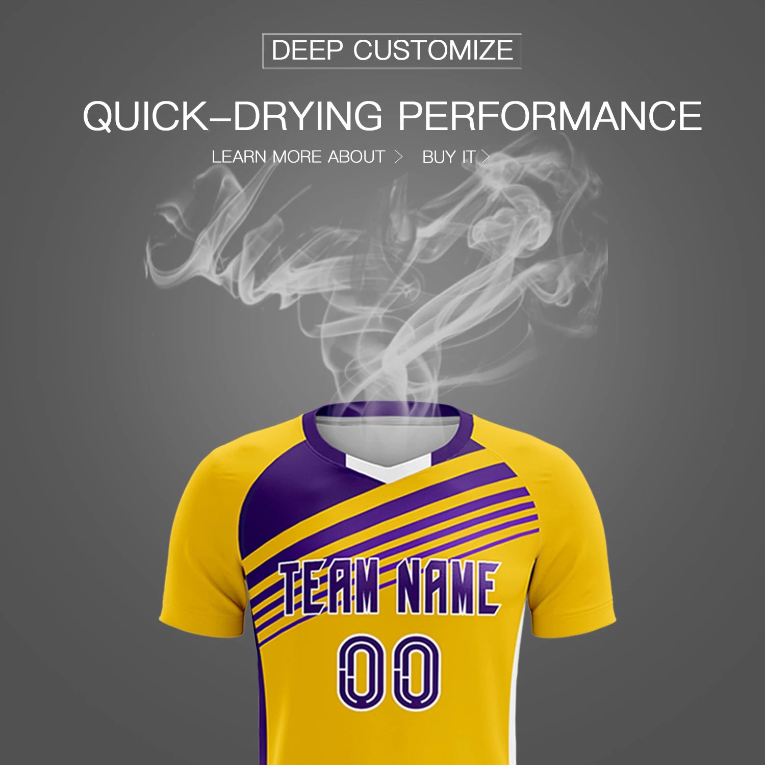 Custom Yellow Purple Gradient Sport Soccer Sets Jersey