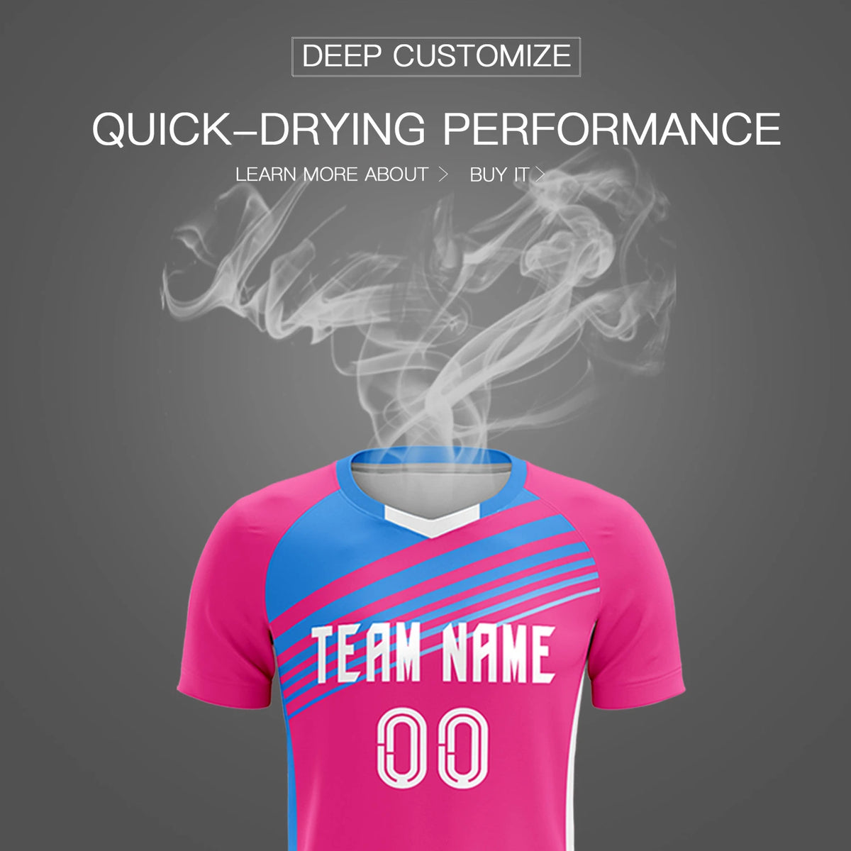 Custom Pink Powder Blue Gradient Sport Soccer Sets Jersey