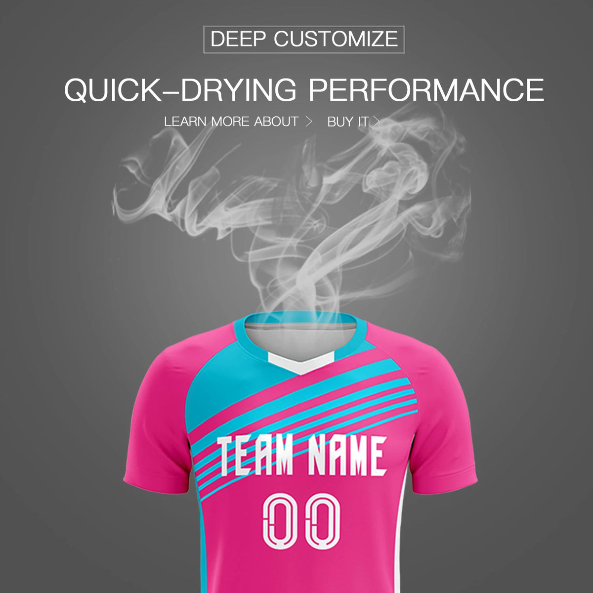 Custom Pink Sky Blue Gradient Sport Soccer Sets Jersey