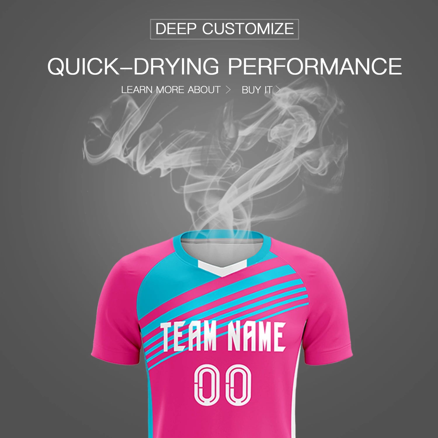 Custom Pink Sky Blue Gradient Sport Soccer Sets Jersey