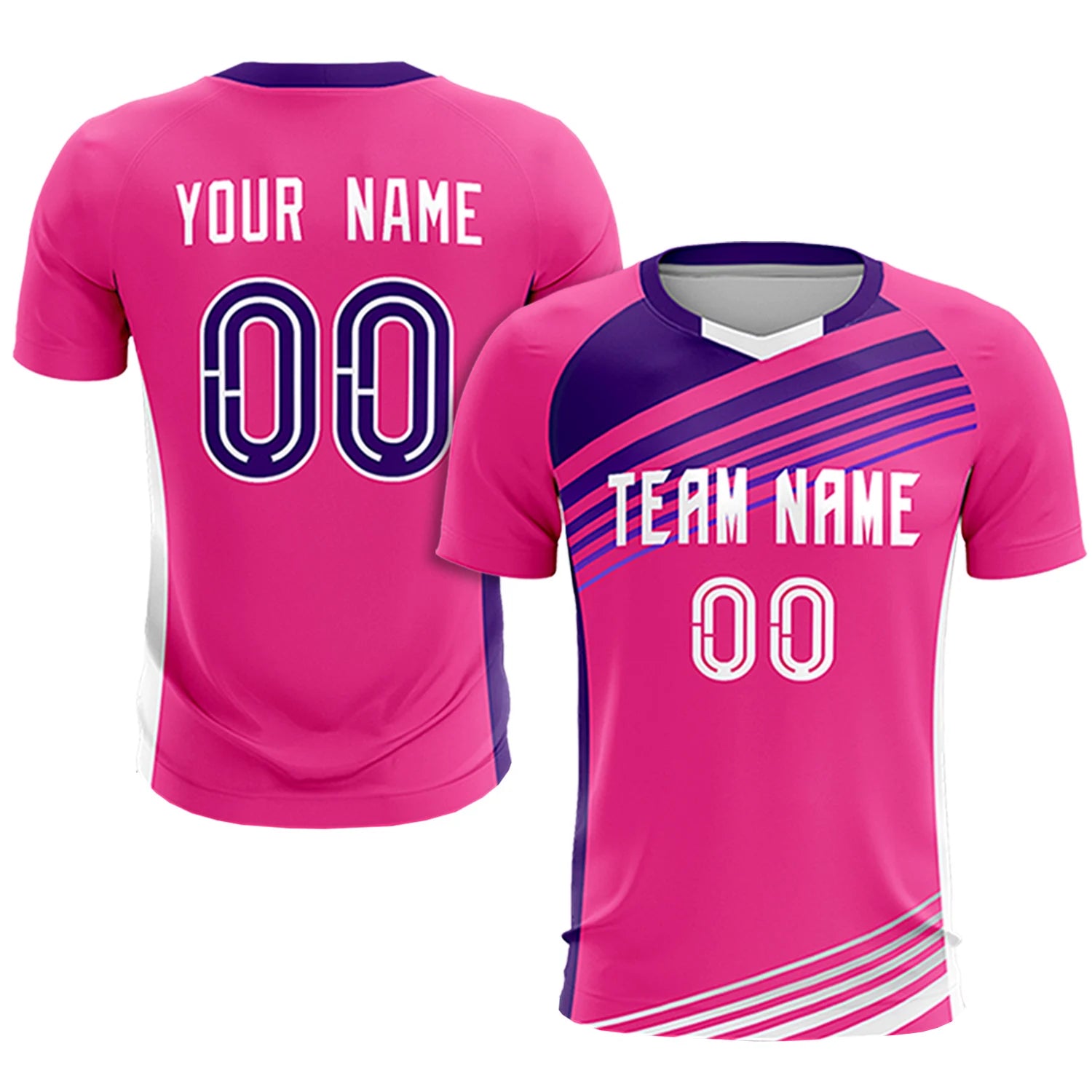 Custom Pink Purple Gradient Sport Soccer Sets Jersey