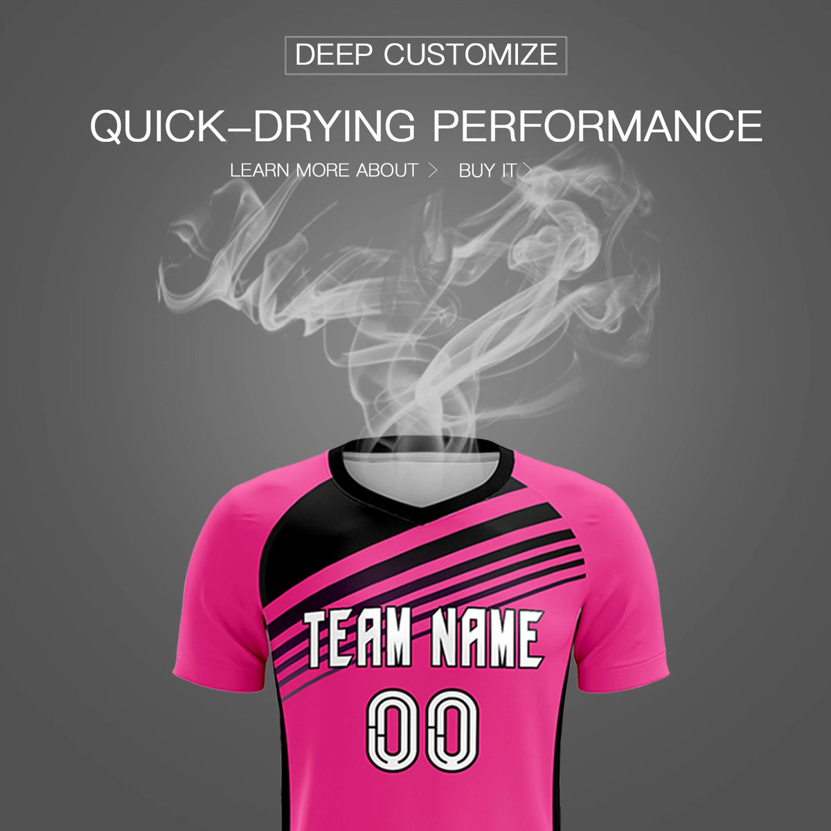 Custom Pink Black-White Gradient Sport Soccer Sets Jersey