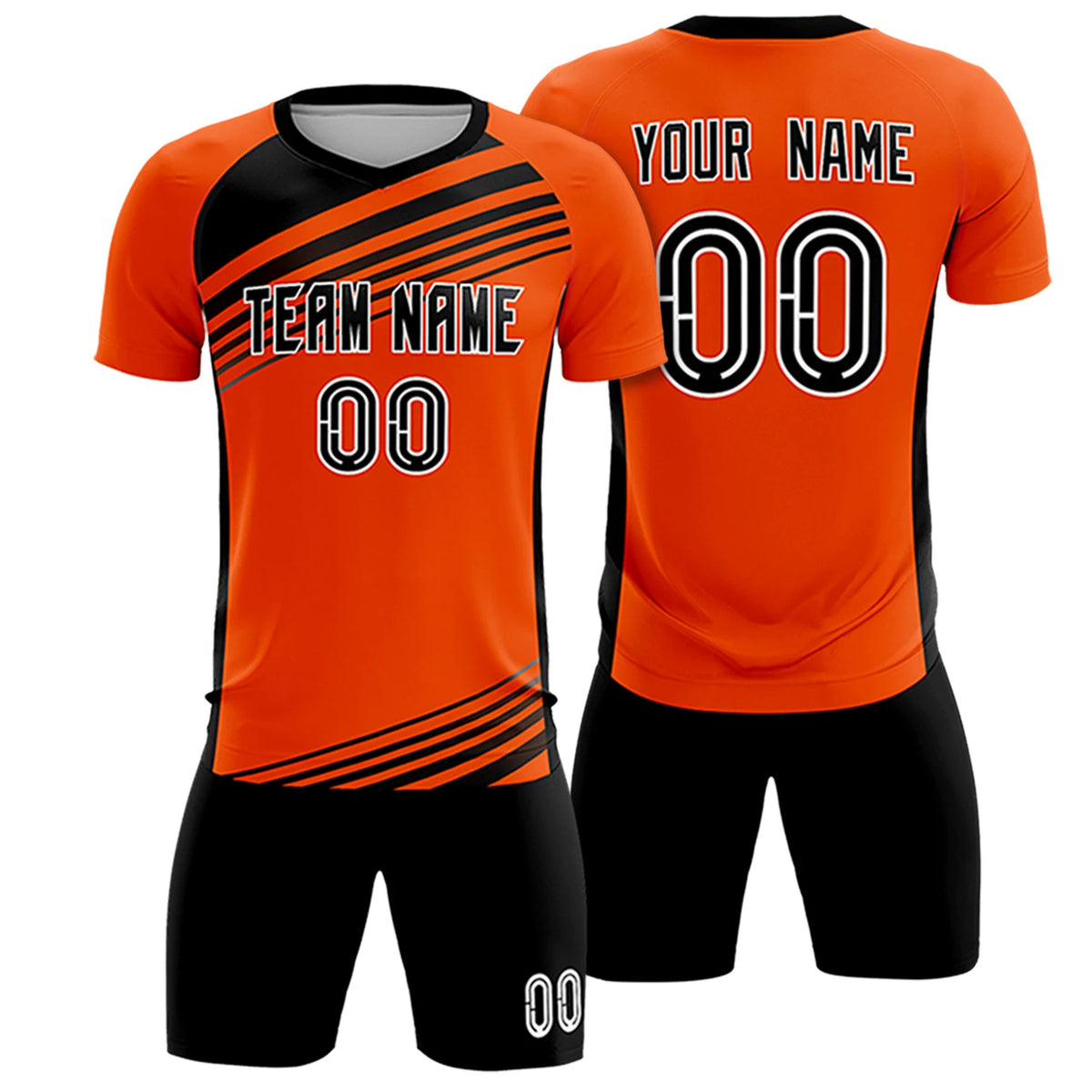 Custom Orange Black Gradient Sport Soccer Sets Jersey