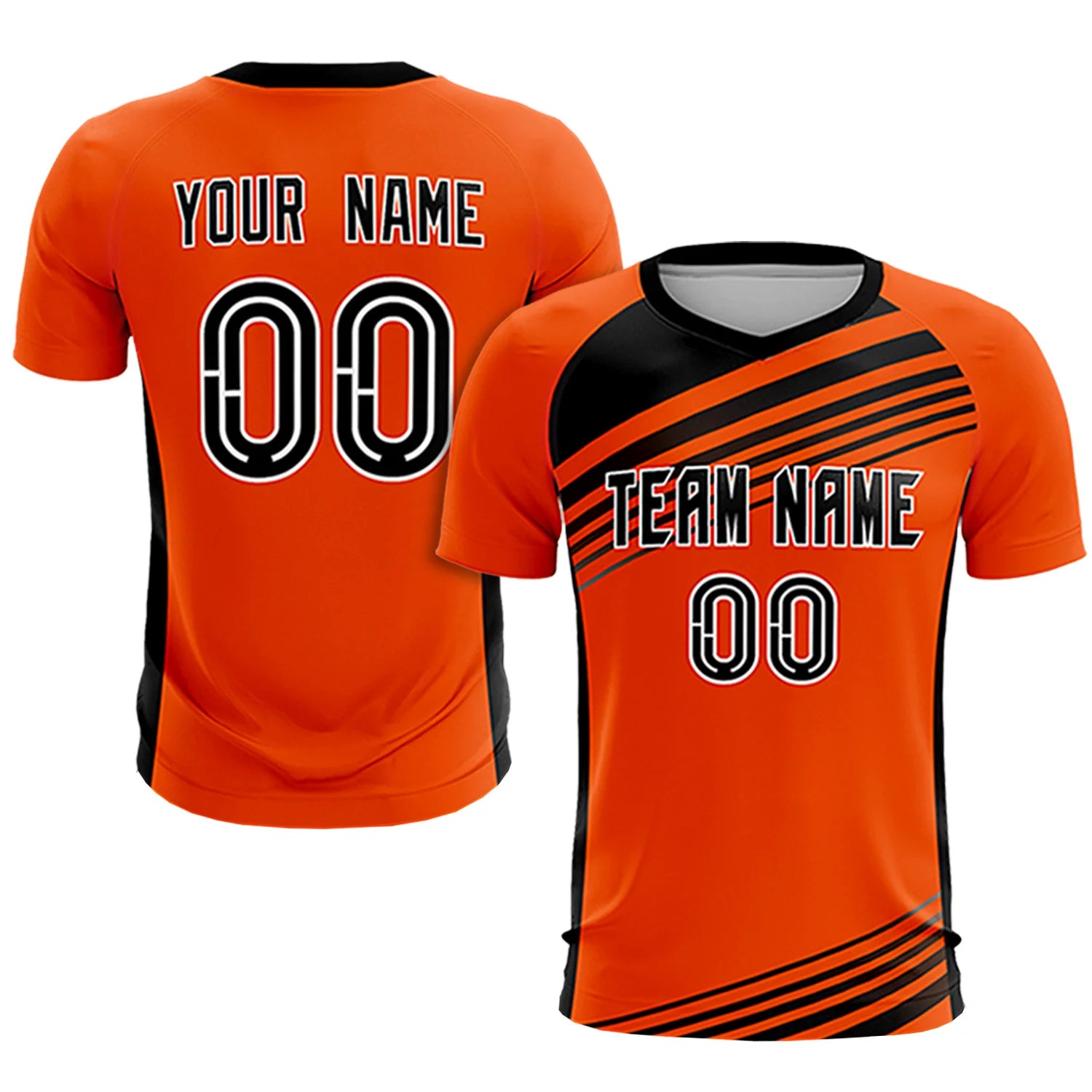 Custom Orange Black Gradient Sport Soccer Sets Jersey