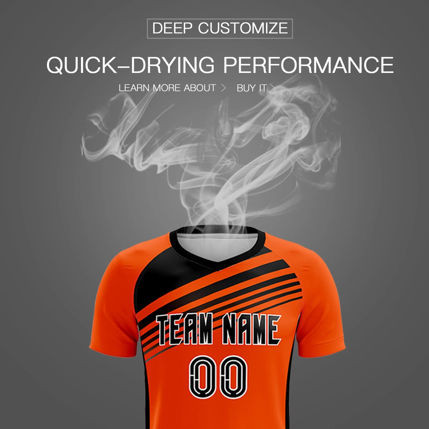 Custom Orange Black Gradient Sport Soccer Sets Jersey