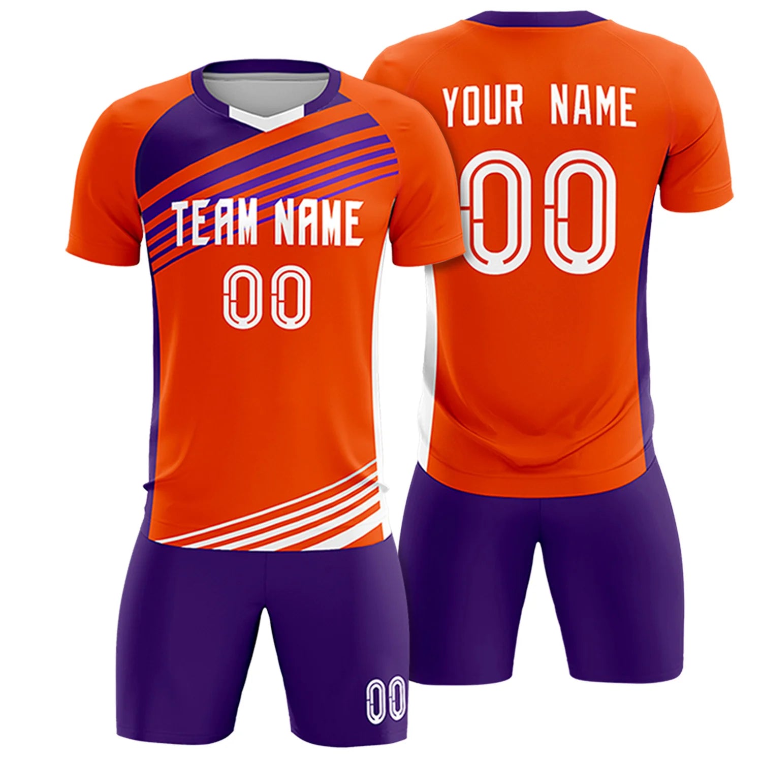 Custom Orange Purple-White Gradient Sport Soccer Sets Jersey
