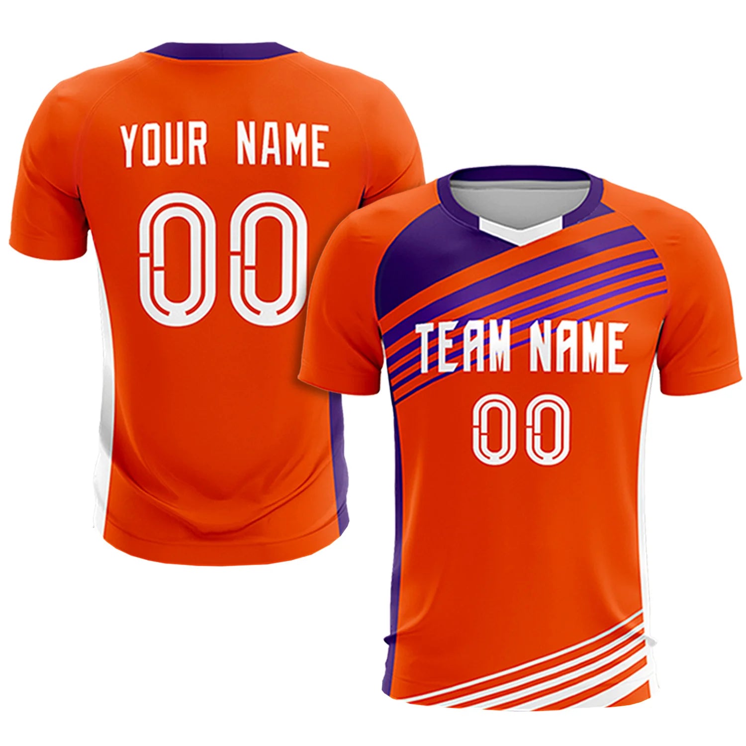 Custom Orange Purple-White Gradient Sport Soccer Sets Jersey
