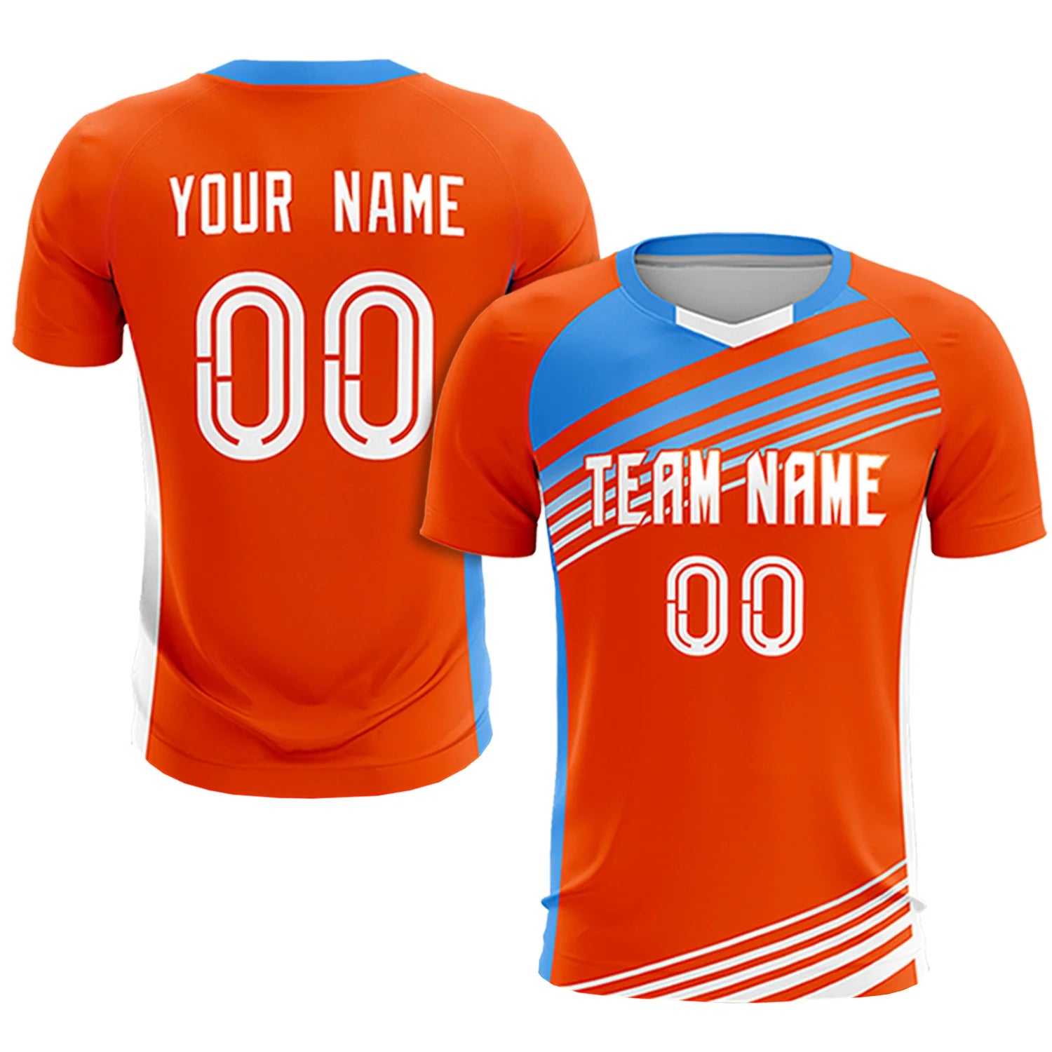 Custom Orange Powder Blue-White Gradient Sport Soccer Sets Jersey