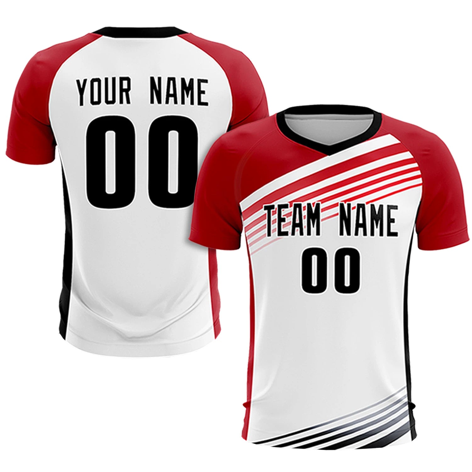 Custom White Red-Black Gradient Sport Soccer Sets Jersey