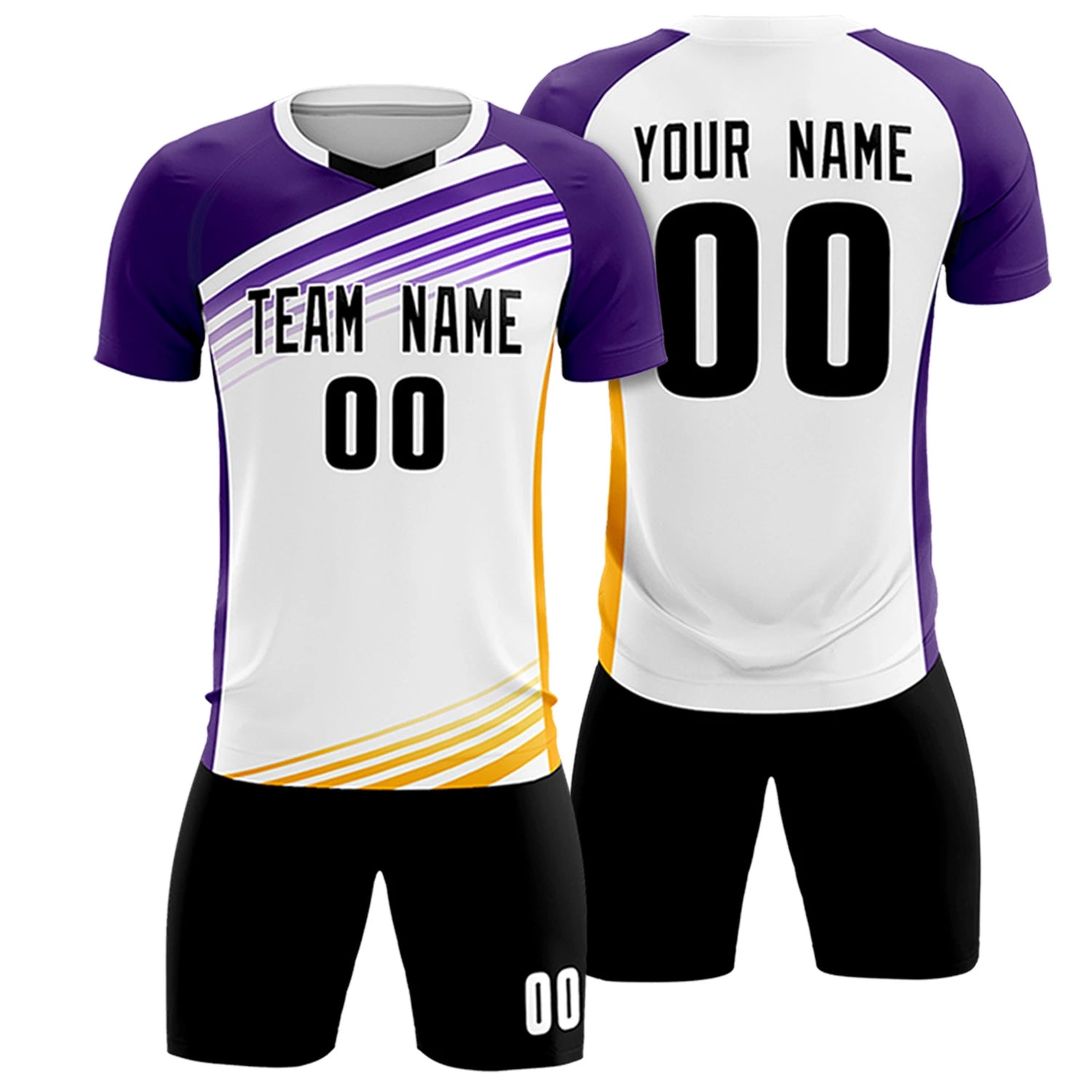 Custom White Purple-Black Gradient Sport Soccer Sets Jersey