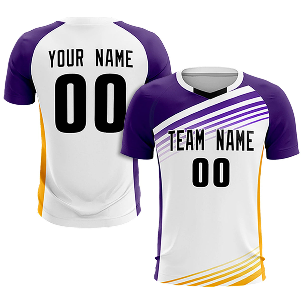 Custom White Purple-Black Gradient Sport Soccer Sets Jersey