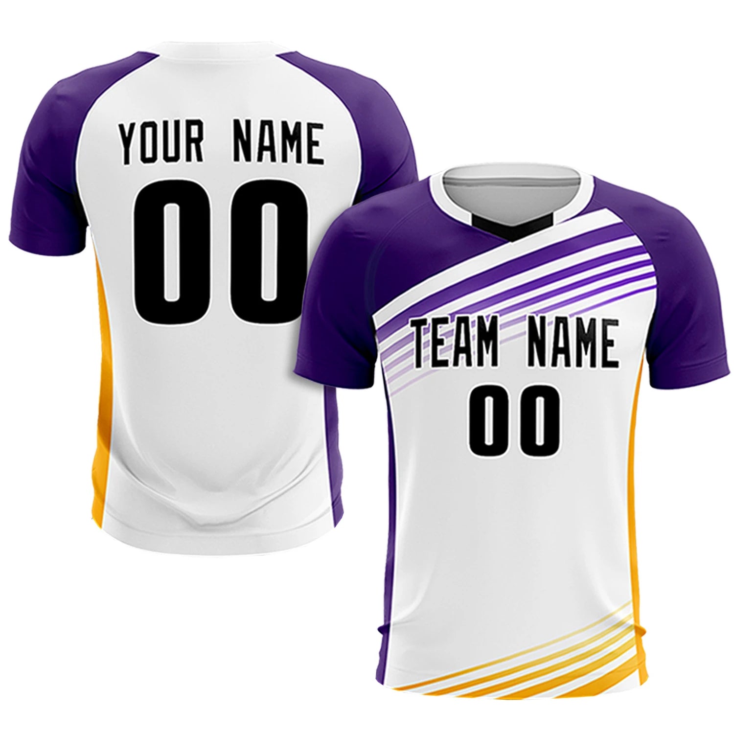 Custom White Purple-Black Gradient Sport Soccer Sets Jersey