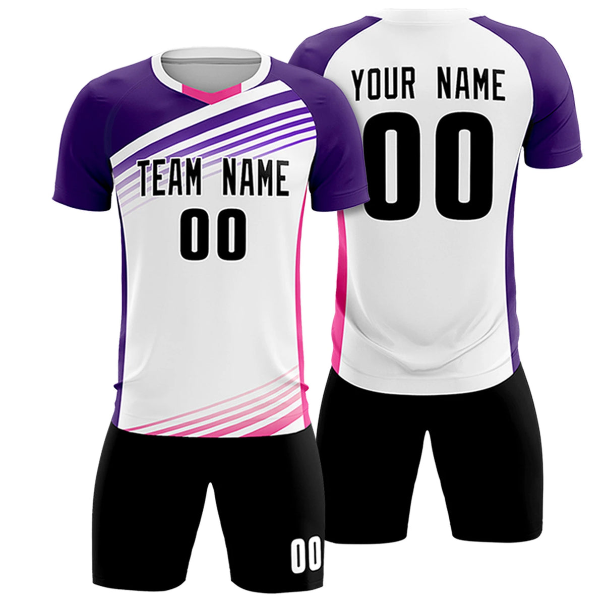 Custom White Purple-Black Gradient Sport Soccer Sets Jersey