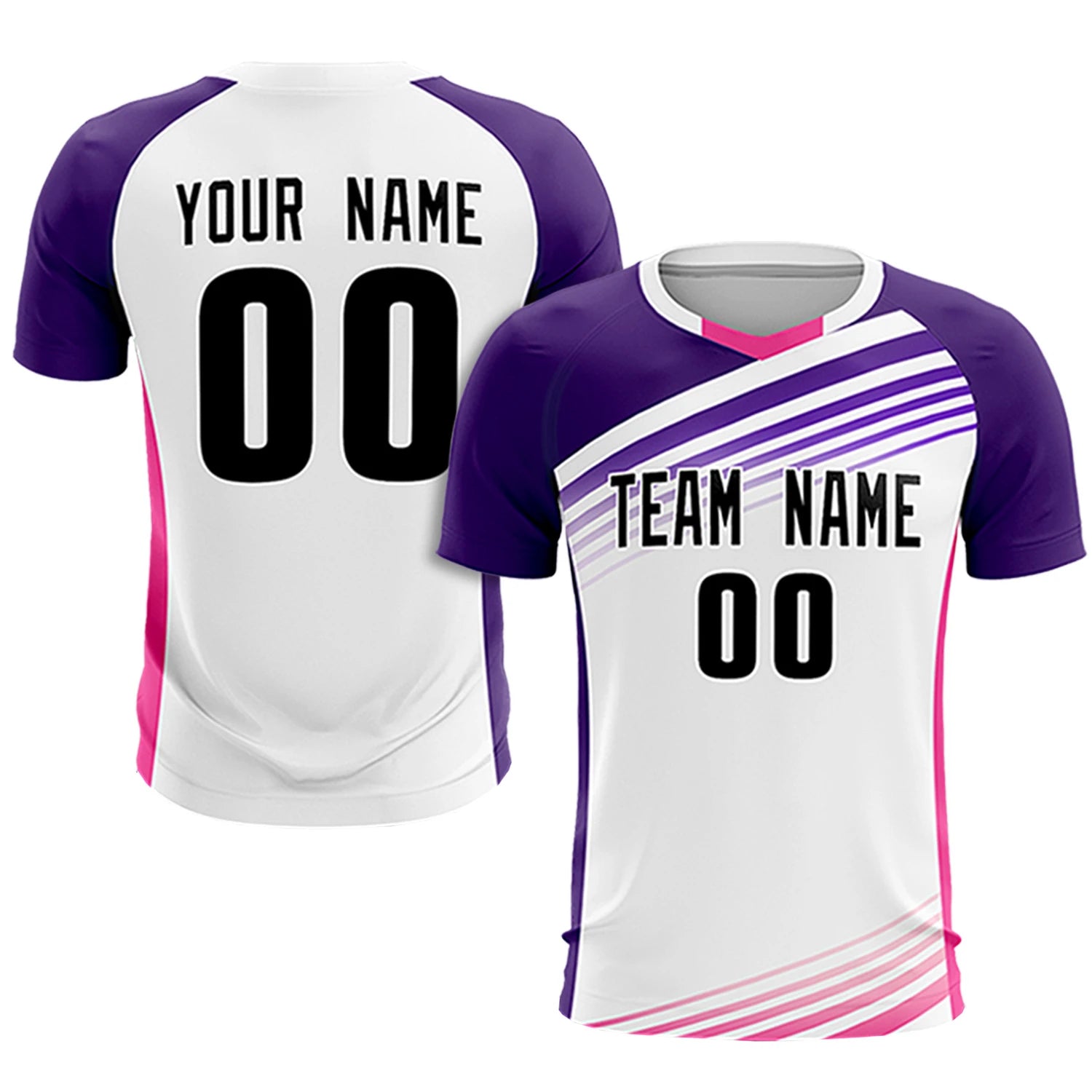 Custom White Purple-Black Gradient Sport Soccer Sets Jersey