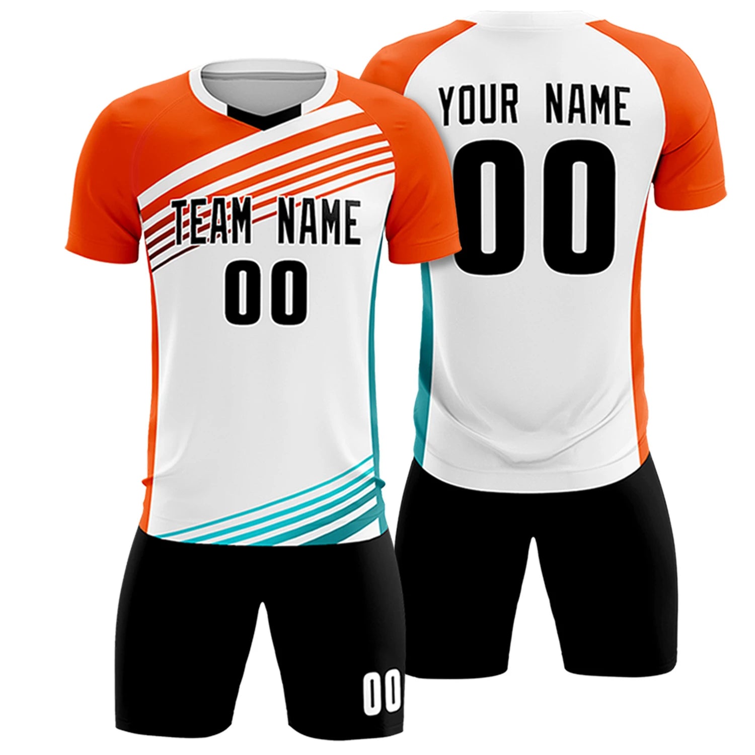 Custom White Orange-Black Gradient Sport Soccer Sets Jersey