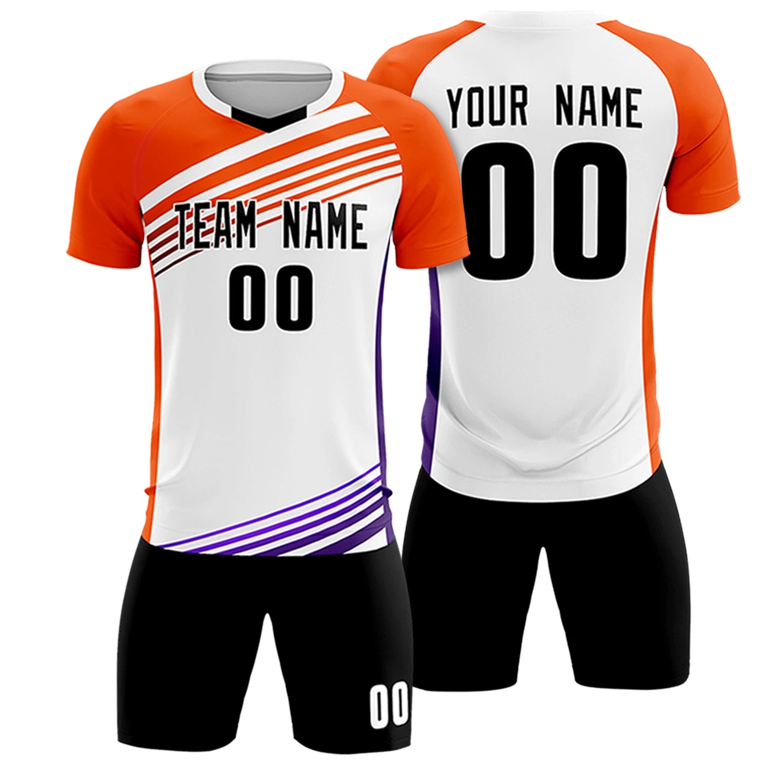 Custom White Orange-Black Gradient Sport Soccer Sets Jersey