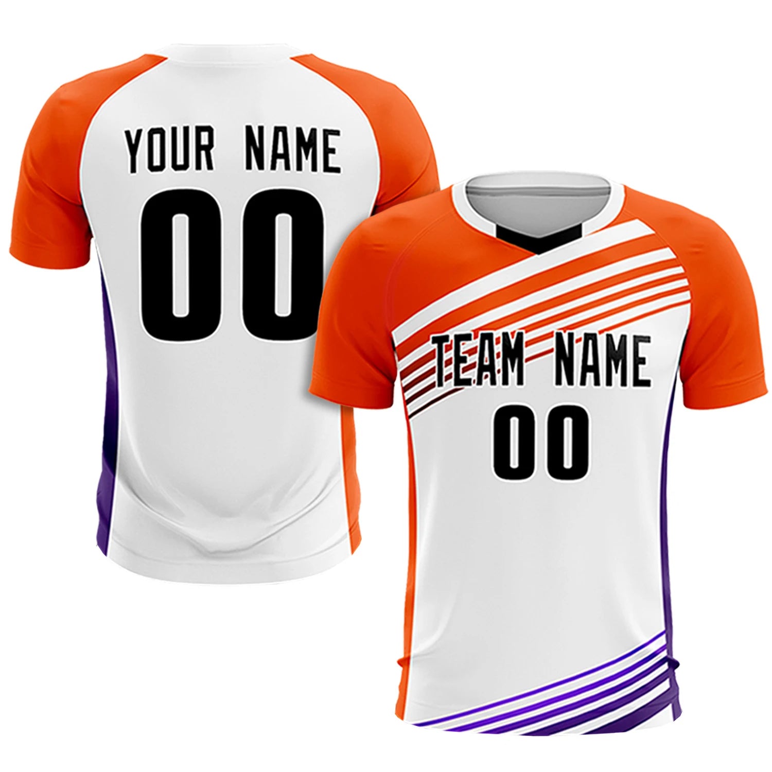 Custom White Orange-Black Gradient Sport Soccer Sets Jersey
