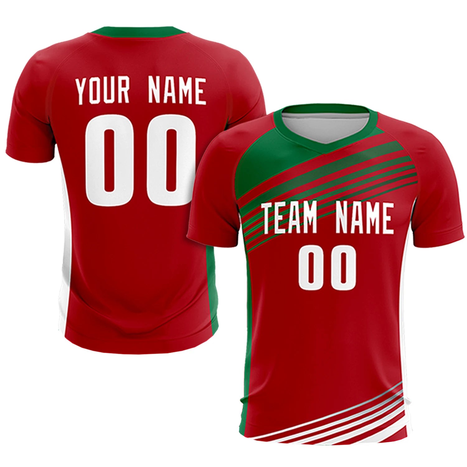 Custom Red Kelly Green-White Gradient Sport Soccer Sets Jersey